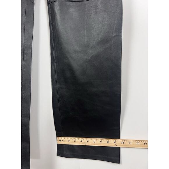 L’Académie Black Leather Straight Leg Pants Women’s XL 100% Leather NWT - Picture 14 of 14